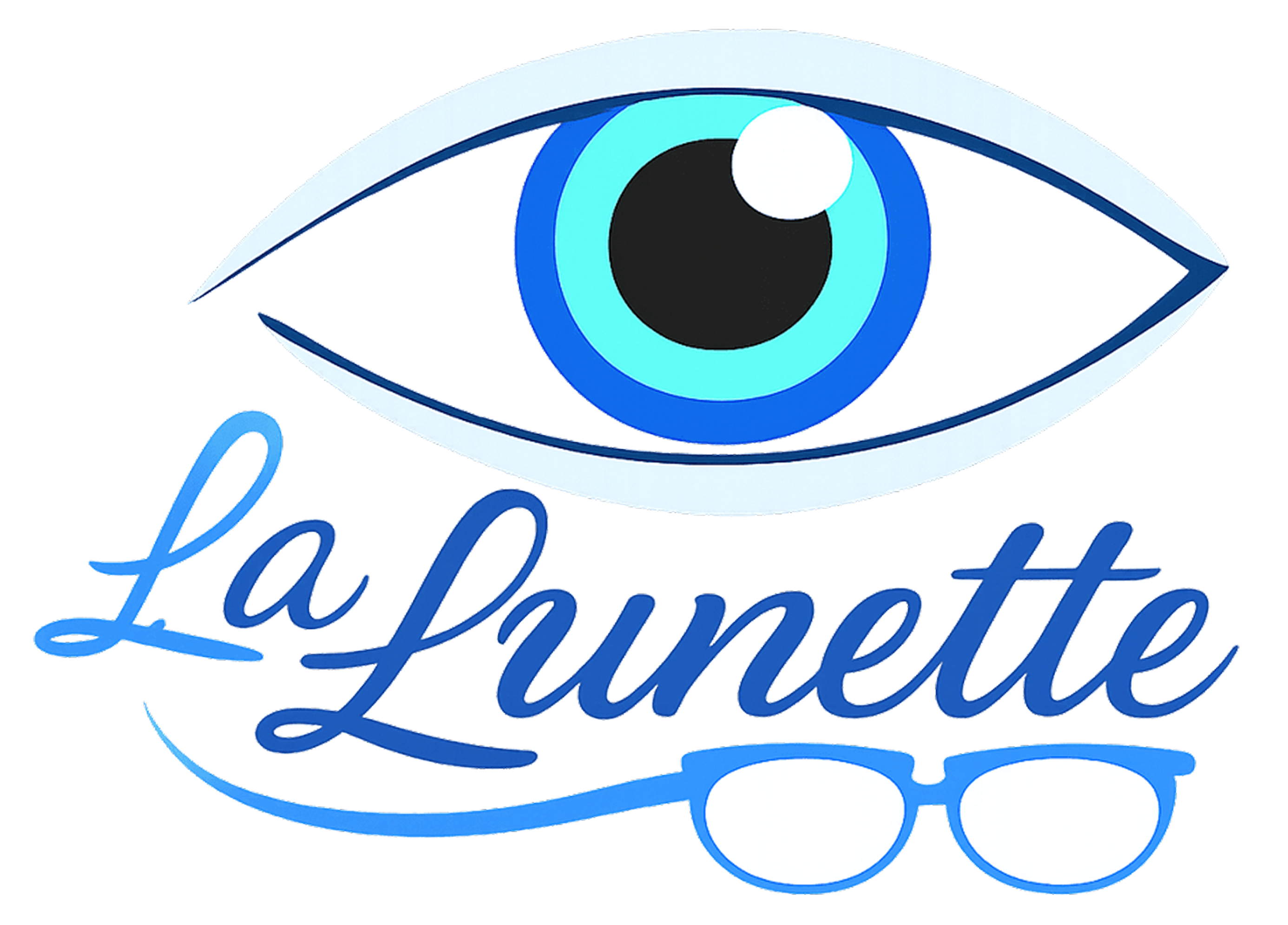 Stylized blue eye logo reading La Lunette